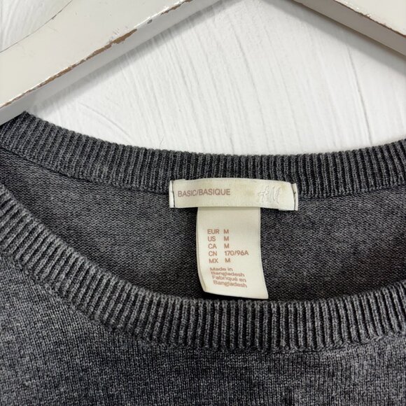H&M Basic Sweater Gray Knit Long Sleeve Casual Pullover Solid Womens Sweatshirt - Picture 3 of 5